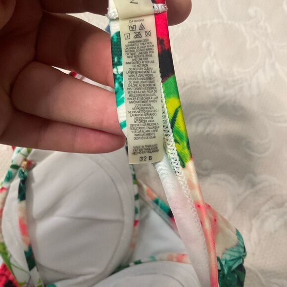 Victoria's Secret Swim Bikini Set 32B Hardware Top Bottom SP Tropical Floral New - Picture 6 of 13